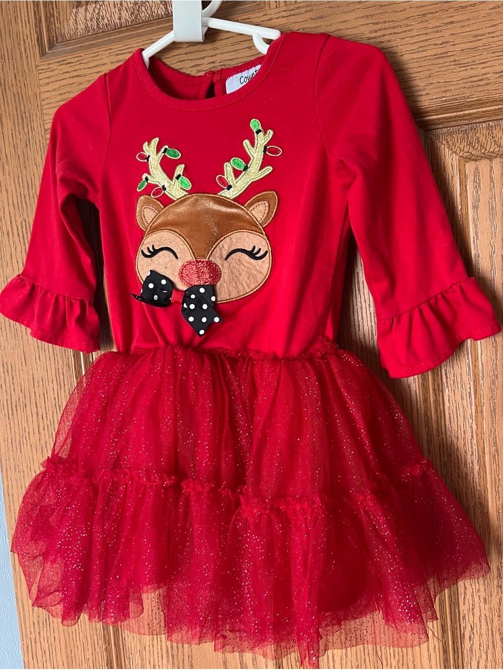 Counting Daisies Toddler Girls Red Reindeer Christmas Tutu Dress Size 2T Holiday